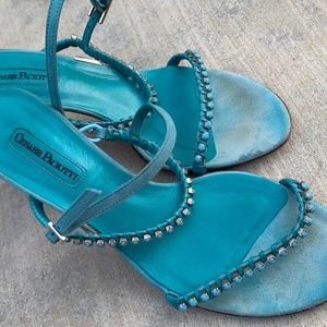 Cesare Paciotti Turquoise Beaded Sandle